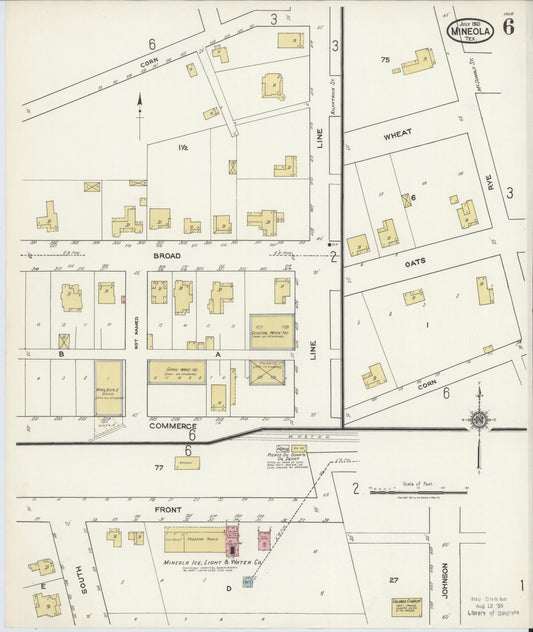 Sanborn Fire Insurance Map from Mineola, Wood County, Texas (1921), Sheet #0006 - Historic Sanborn Fire Insurance Map Print, vintage old map wall art, antique decor, genealogy gift, Texas Texas map