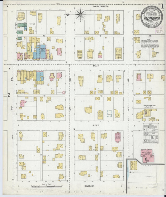 Sanborn Fire Insurance Map from Pecatonica, Winnebago County, Illinois (1904), Sheet #0001 - Complete Map Set gallery image, historic Sanborn map, vintage wall art, Illinois Illinois