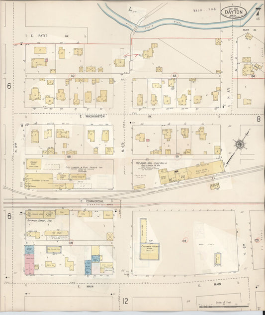Sanborn Fire Insurance Map from Dayton, Columbia County, Washington (1943), Sheet #0007 - Historic Sanborn Fire Insurance Map Print, vintage old map wall art, antique decor, genealogy gift, Washington Washington map