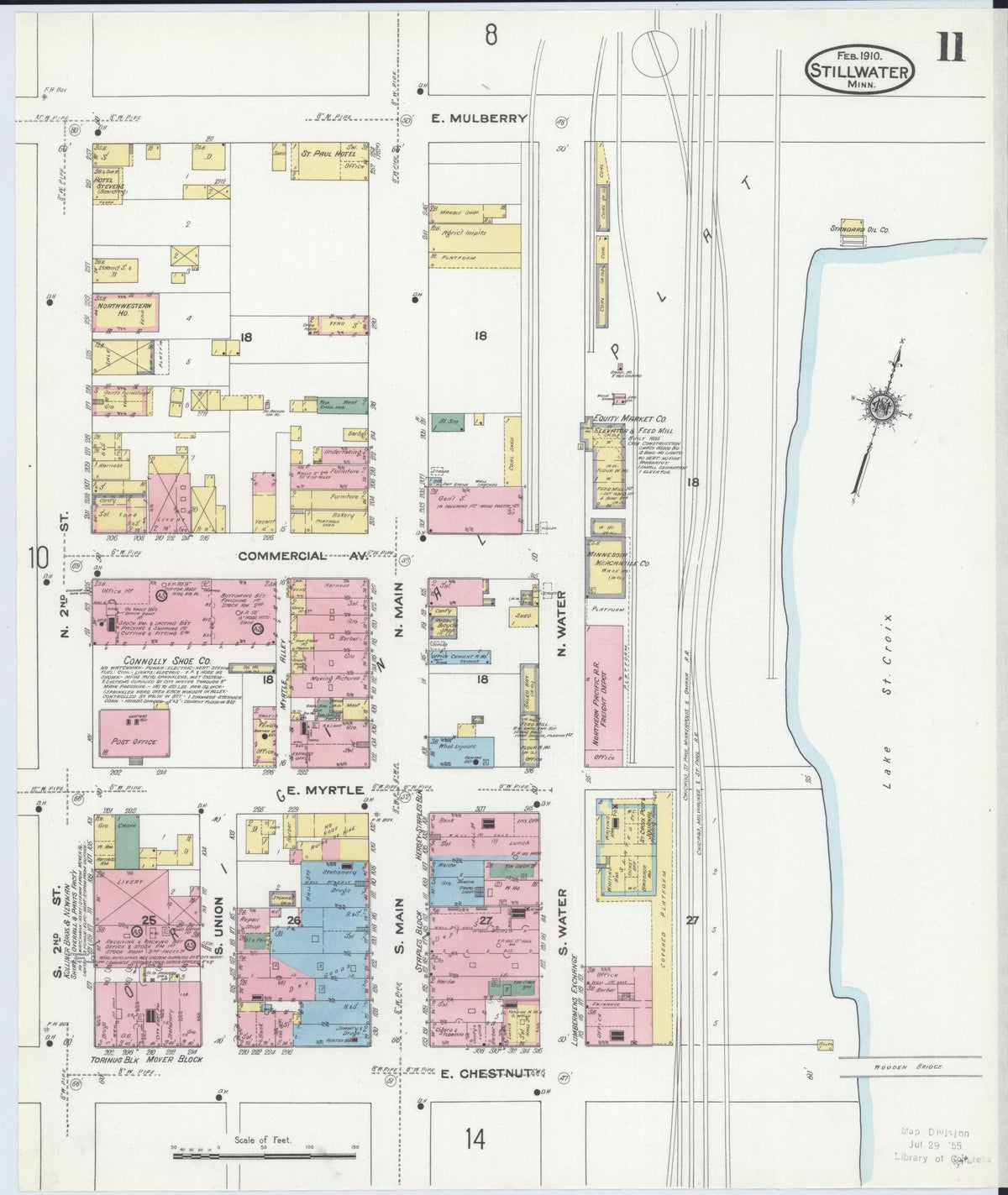 Sanborn Fire Insurance Map from Stillwater, Washington County, Minnesota (1910), Sheet #0011 - Historic Sanborn Fire Insurance Map Print, vintage old map wall art, antique decor, genealogy gift, Minnesota Minnesota map