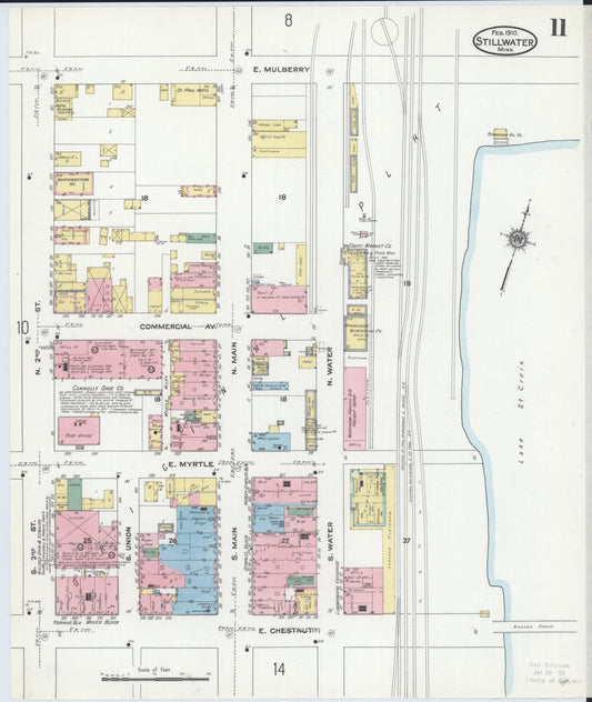 Sanborn Fire Insurance Map from Stillwater, Washington County, Minnesota (1910), Sheet #0011 - Historic Sanborn Fire Insurance Map Print, vintage old map wall art, antique decor, genealogy gift, Minnesota Minnesota map