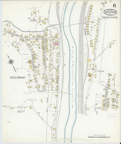 Sanborn Fire Insurance Map from South Fork, Cambria County, Pennsylvania (1916), Sheet #0006 - Historic Sanborn Fire Insurance Map Print, vintage old map wall art, antique decor, genealogy gift, Pennsylvania Pennsylvania map