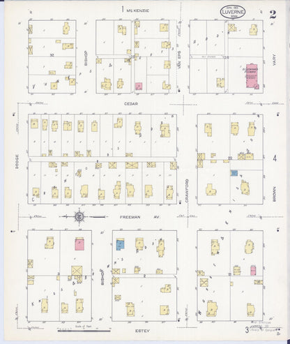 Sanborn Fire Insurance Map from Luverne, Rock County, Minnesota (1913), Sheet #0002 - Historic Sanborn Fire Insurance Map Print, vintage old map wall art, antique decor, genealogy gift, Minnesota Minnesota map
