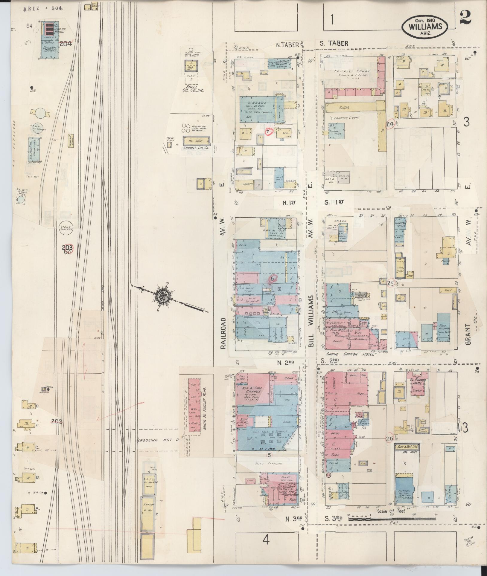 Sanborn Fire Insurance Map from Williams, Coconino County, Arizona (1948), Sheet #0002 - Historic Sanborn Fire Insurance Map Print, vintage old map wall art, antique decor, genealogy gift, Arizona Arizona map
