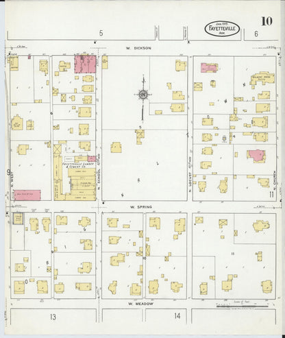 Sanborn Fire Insurance Map from Fayetteville, Washington County, Arkansas (1919), Sheet #0010 - Complete Map Set gallery image, historic Sanborn map, vintage wall art, Arkansas Arkansas