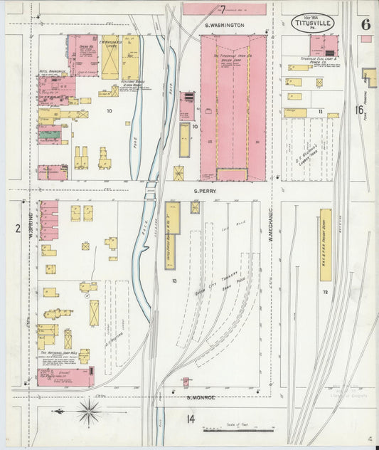 Sanborn Fire Insurance Map from Titusville, Crawford County, Pennsylvania (1904), Sheet #0006 - Historic Sanborn Fire Insurance Map Print, vintage old map wall art, antique decor, genealogy gift, Pennsylvania Pennsylvania map
