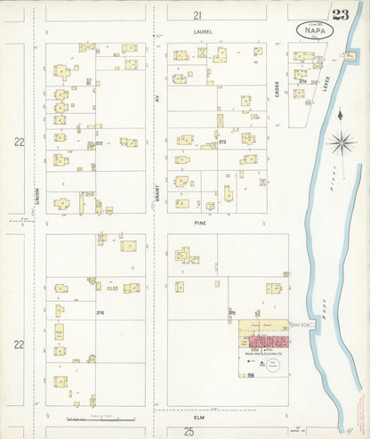 Sanborn Fire Insurance Map from Napa, Napa County, California (1901), Sheet #0023 - Complete Map Set gallery image, historic Sanborn map, vintage wall art, California California