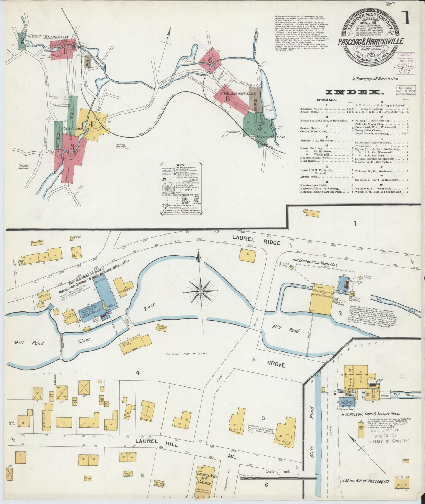 Sanborn Fire Insurance Map from Pascoag, Providence County, Rhode Island (1903), Sheet #0001 - Complete Map Set gallery image, historic Sanborn map, vintage wall art, Rhode Island Rhode Island