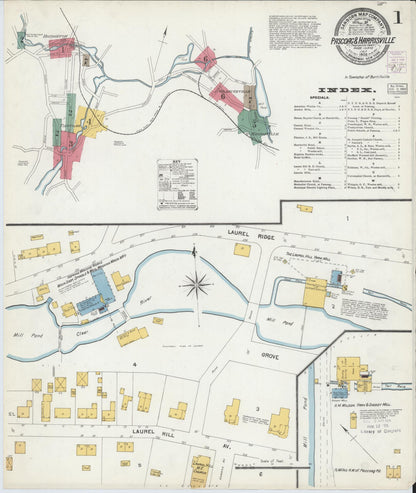 Sanborn Fire Insurance Map from Pascoag, Providence County, Rhode Island (1903), Sheet #0001 - Complete Map Set gallery image, historic Sanborn map, vintage wall art, Rhode Island Rhode Island