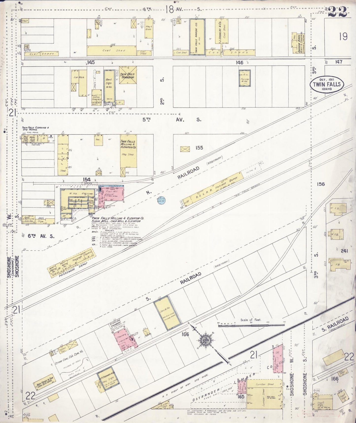 Sanborn Fire Insurance Map from Twin Falls, Twin Falls County, Idaho (1911), Sheet #0022 - Complete Map Set gallery image, historic Sanborn map, vintage wall art, Falls Idaho
