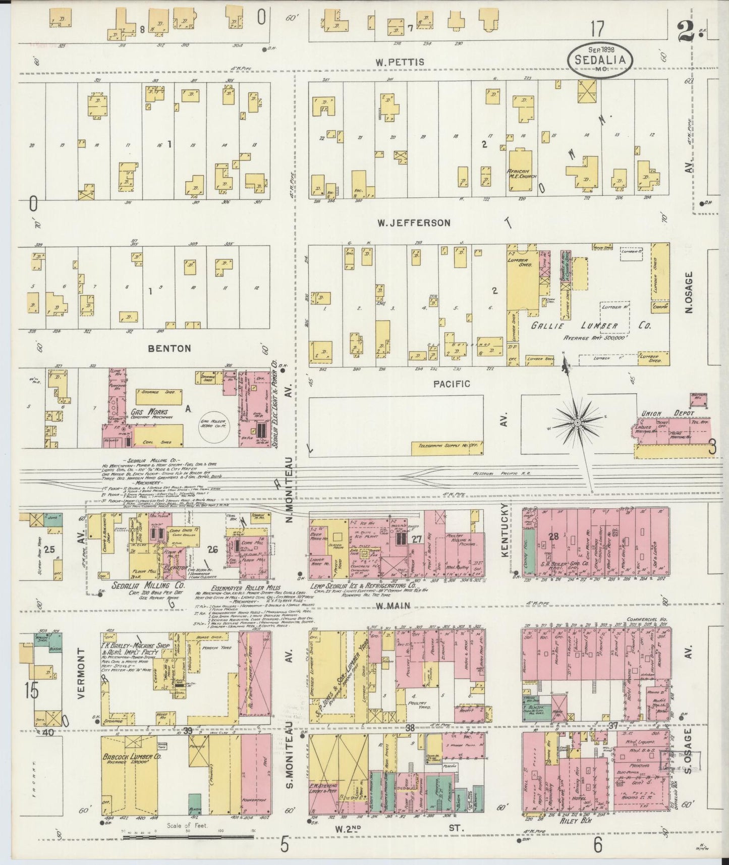 Sanborn Fire Insurance Map from Sedalia, Pettis County, Missouri (1898), Sheet #0002 - Complete Map Set gallery image, historic Sanborn map, vintage wall art, Missouri Missouri