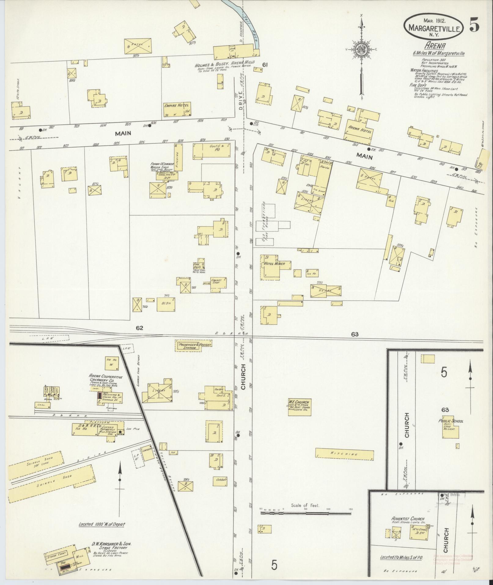 Sanborn Fire Insurance Map from Margaretville, Delaware County, New York (1912), Sheet #0005 - Complete Map Set gallery image, historic Sanborn map, vintage wall art, Margaretville Delaware