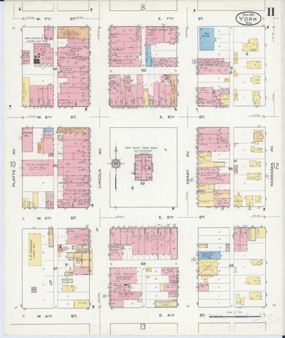 Sanborn Fire Insurance Map from York, York County, Nebraska (1915), Sheet #0011 - Complete Map Set gallery image, historic Sanborn map, vintage wall art, Nebraska Nebraska