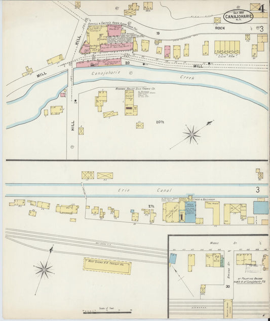 Sanborn Fire Insurance Map from Canajoharie, Montgomery County, New York (1897), Sheet #0004 - Historic Sanborn Fire Insurance Map Print, vintage old map wall art, antique decor, genealogy gift, New York New York map