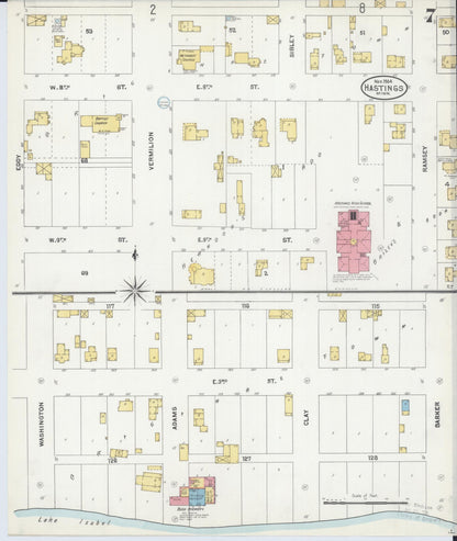 Sanborn Fire Insurance Map from Hastings, Dakota County, Minnesota (1904), Sheet #0007 - Complete Map Set gallery image, historic Sanborn map, vintage wall art, Minnesota Minnesota