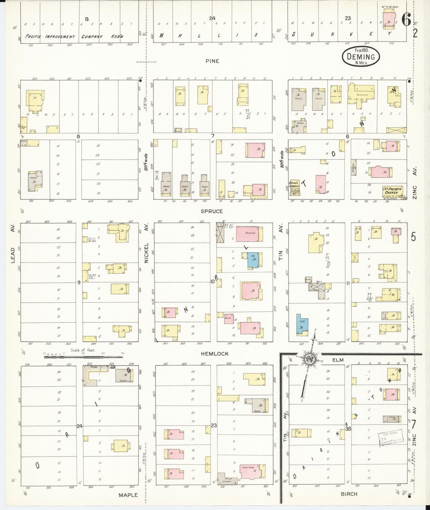 Sanborn Fire Insurance Map from Deming, Luna County, New Mexico (1913), Sheet #0006 - Complete Map Set gallery image, historic Sanborn map, vintage wall art, New Mexico New Mexico