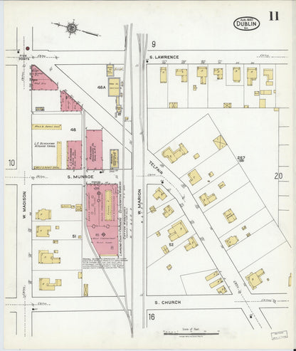 Sanborn Fire Insurance Map from Dublin, Laurens County, Georgia (1920), Sheet #0011 - Complete Map Set gallery image, historic Sanborn map, vintage wall art, Georgia Georgia