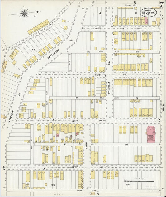 Sanborn Fire Insurance Map from Duquesne, Allegheny County, Pennsylvania (1901), Sheet #0007 - Historic Sanborn Fire Insurance Map Print, vintage old map wall art, antique decor, genealogy gift, Pennsylvania Pennsylvania map