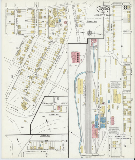 Sanborn Fire Insurance Map from Lansford, Carbon County, Pennsylvania (1915), Sheet #0008 - Historic Sanborn Fire Insurance Map Print, vintage old map wall art, antique decor, genealogy gift, Pennsylvania Pennsylvania map