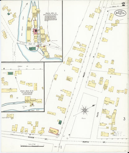 Sanborn Fire Insurance Map from Bristol, Addison County, Vermont (1901), Sheet #0002 - Complete Map Set gallery image, historic Sanborn map, vintage wall art, Vermont Vermont