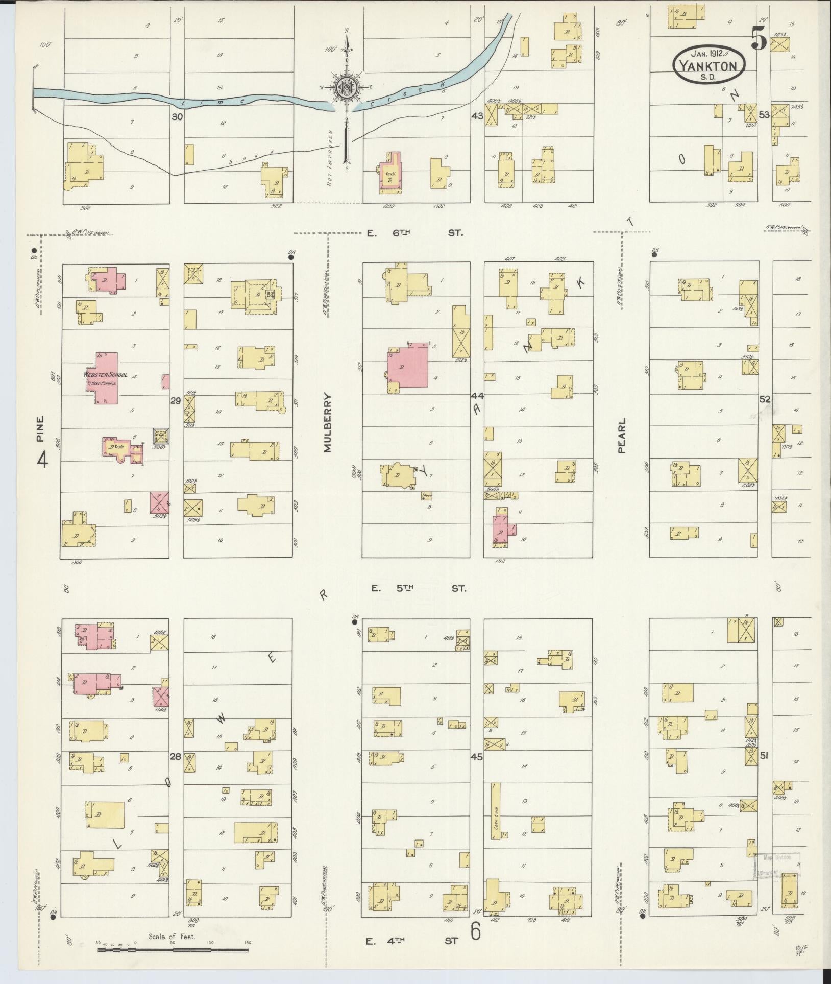 Sanborn Fire Insurance Map from Yankton, Yankton County, South Dakota (1912), Sheet #0005 - Complete Map Set gallery image, historic Sanborn map, vintage wall art, South Dakota South Dakota