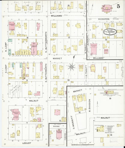 Sanborn Fire Insurance Map from Fort Dodge, Webster County, Iowa (1892), Sheet #0005 - Historic Sanborn Fire Insurance Map Print