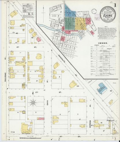 Sanborn Fire Insurance Map from Elkins, Randolph County, West Virginia (1902), Sheet #0001 - Complete Map Set gallery image, historic Sanborn map, vintage wall art, West Virginia West Virginia