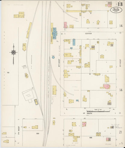 Sanborn Fire Insurance Map from Logan, Cache County, Utah (1911), Sheet #0013 - Complete Map Set gallery image, historic Sanborn map, vintage wall art, Utah Utah