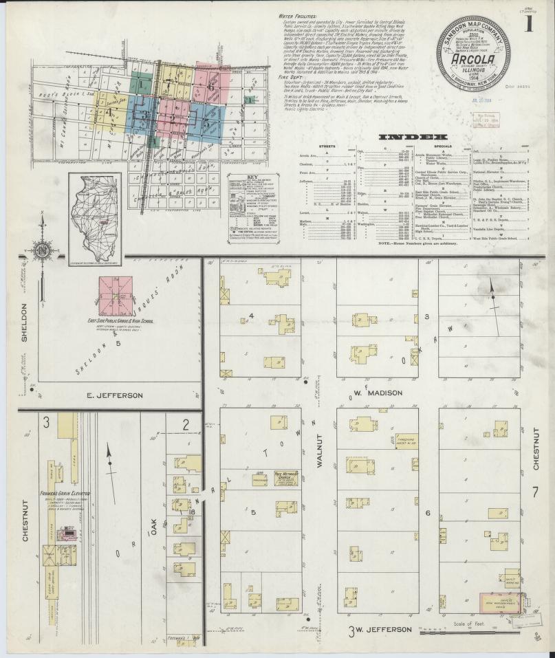 Sanborn Fire Insurance Map from Arcola, Douglas County, Illinois. (1914) – Map View
