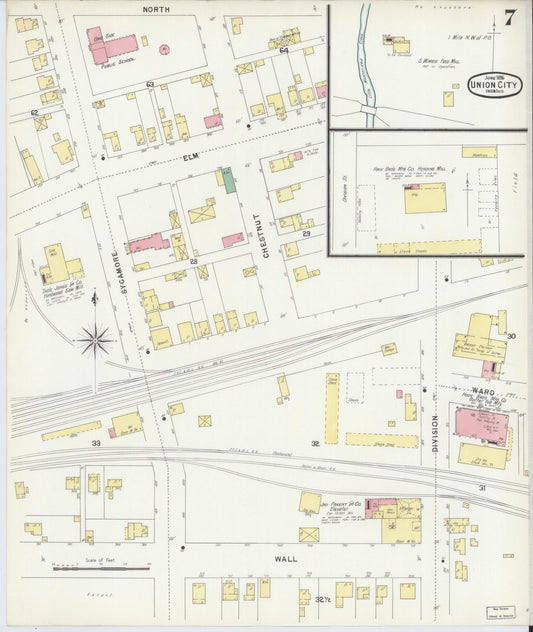 Sanborn Fire Insurance Map from Union City, Randolph County, Indiana (1896), Sheet #0007 - Historic Sanborn Fire Insurance Map Print, vintage old map wall art, antique decor, genealogy gift, Indiana Indiana map