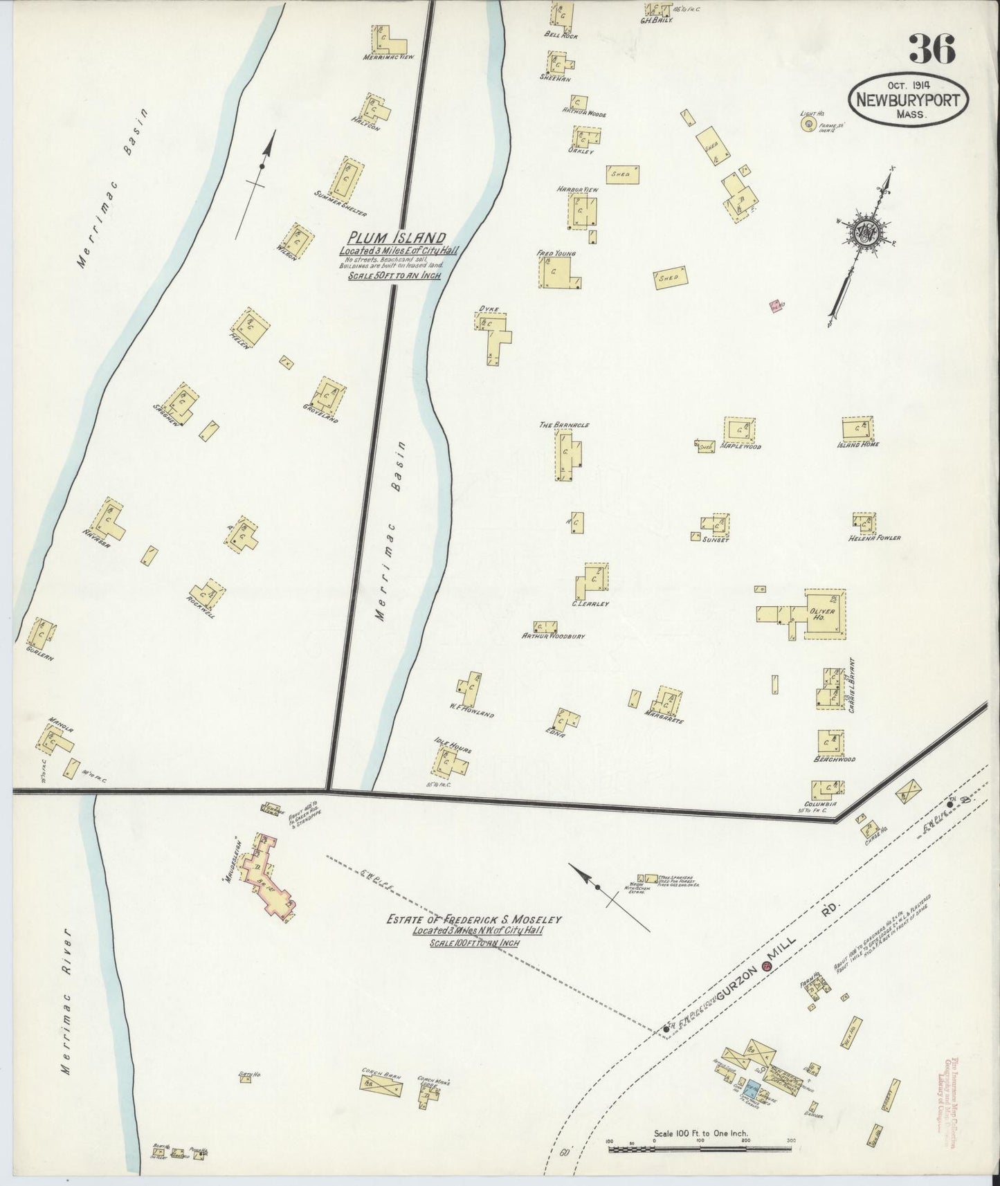 Sanborn Fire Insurance Map from Newburyport, Essex County, Massachusetts (1914), Sheet #0036 - Complete Map Set gallery image, historic Sanborn map, vintage wall art, Massachusetts Massachusetts
