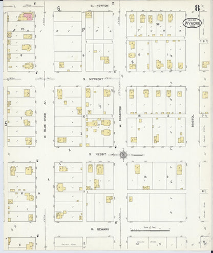 Sanborn Fire Insurance Map from Wymore, Gage County, Nebraska (1912), Sheet #0008 - Complete Map Set gallery image, historic Sanborn map, vintage wall art, Nebraska Nebraska