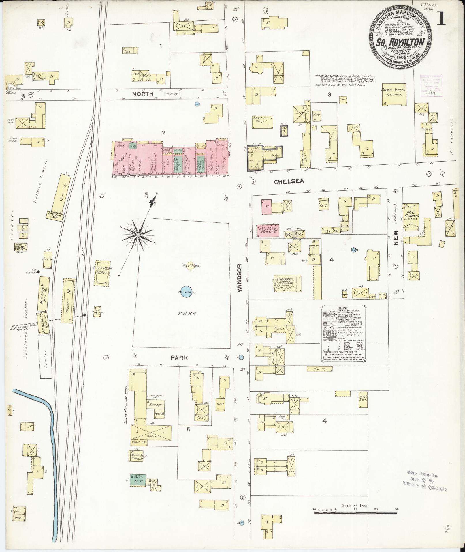Sanborn Fire Insurance Map from South Royalton, Windsor County, Vermont. (1906) – Historic Sanborn Fire Insurance Map Print