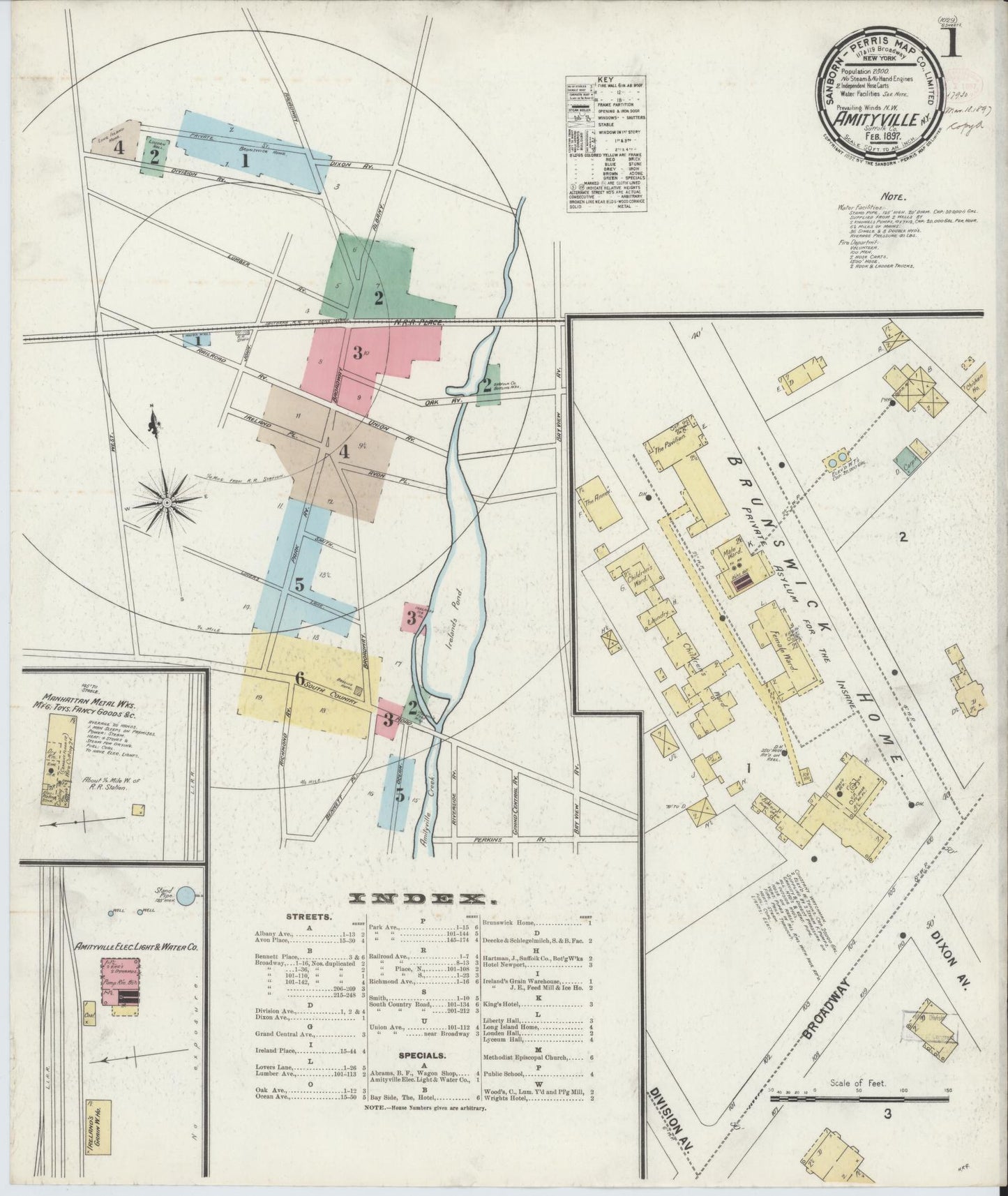 Sanborn Fire Insurance Map from Amityville, Suffolk County, New York. (1897) – Historic Sanborn Fire Insurance Map Print
