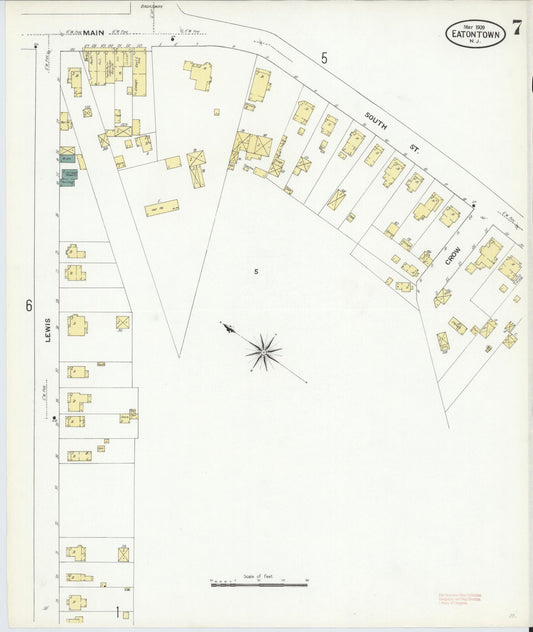 Sanborn Fire Insurance Map from Eatontown, Monmouth County, New Jersey (1909), Sheet #0007 - Historic Sanborn Fire Insurance Map Print, vintage old map wall art, antique decor, genealogy gift, New Jersey New Jersey map