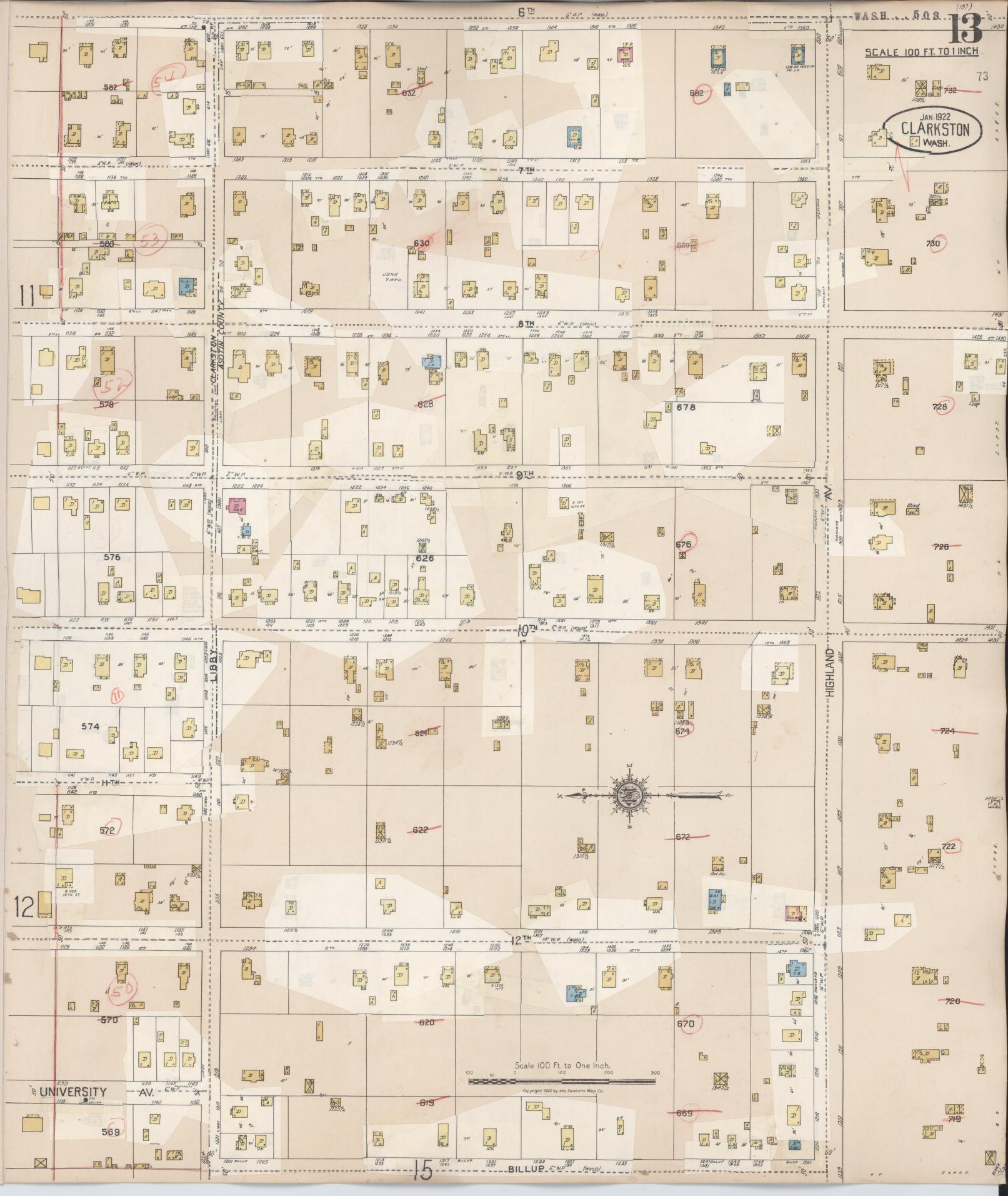 Sanborn Fire Insurance Map from Clarkston, Asotin County, Washington (1949), Sheet #0013 - Complete Map Set gallery image, historic Sanborn map, vintage wall art, Washington Washington