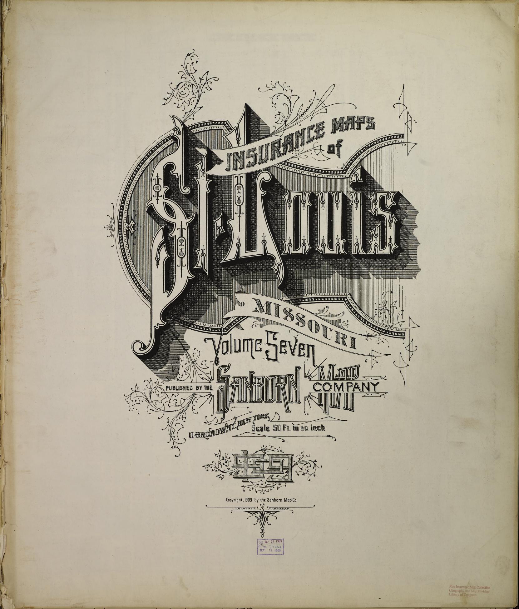 Sanborn Fire Insurance Map from Saint Louis, Independent City, Missouri (1909), Sheet #0001 - Complete Map Set gallery image, historic Sanborn map, vintage wall art, Missouri Missouri