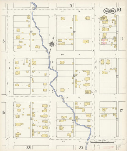 Sanborn Fire Insurance Map from Kalispell, Flathead County, Montana (1910), Sheet #0016 - Complete Map Set gallery image, historic Sanborn map, vintage wall art, Montana Montana