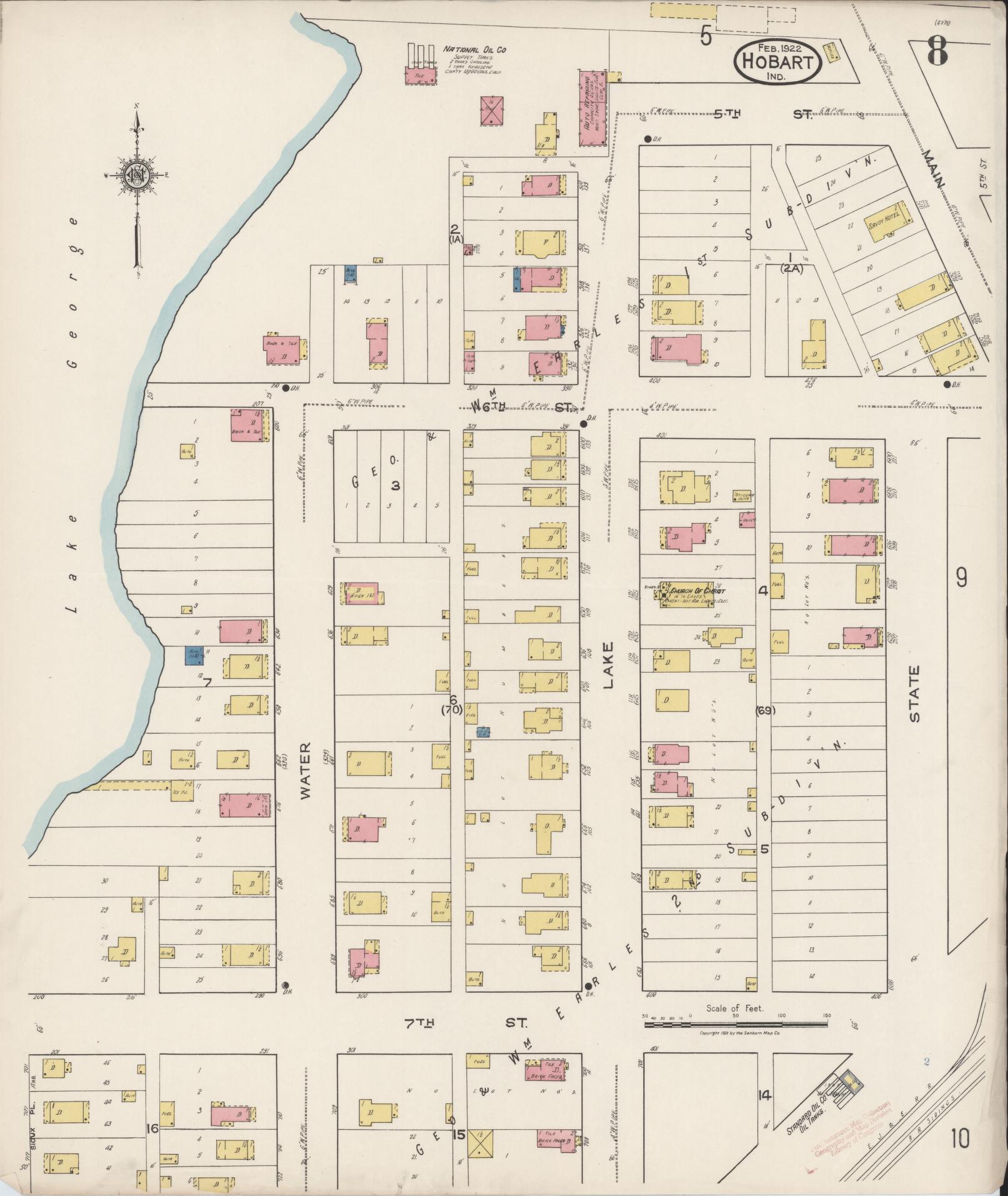 Sanborn Fire Insurance Map from Hobart, Lake County, Indiana (1922), Sheet #0008 - Complete Map Set gallery image, historic Sanborn map, vintage wall art, Indiana Indiana