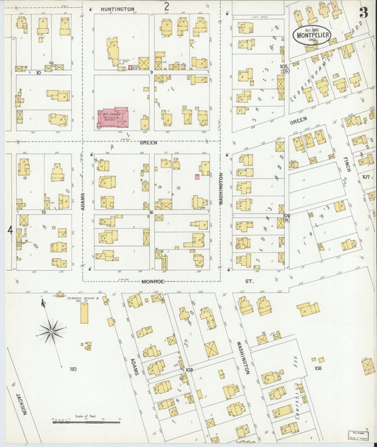 Sanborn Fire Insurance Map from Montpelier, Blackford County, Indiana (1900), Sheet #0003 - Historic Sanborn Fire Insurance Map Print, vintage old map wall art, antique decor, genealogy gift, Indiana Indiana map