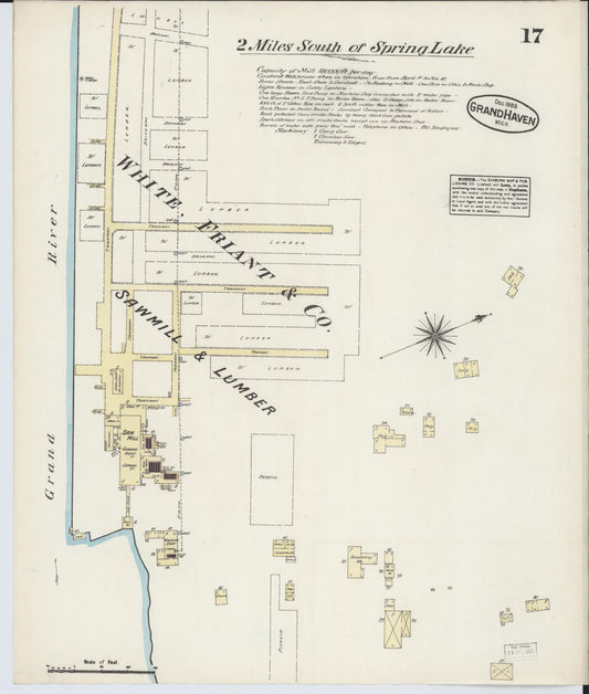 Sanborn Fire Insurance Map from Grand Haven, Ottawa County, Michigan (1883), Sheet #0017 - Historic Sanborn Fire Insurance Map Print, vintage old map wall art, antique decor, genealogy gift, Michigan Michigan map