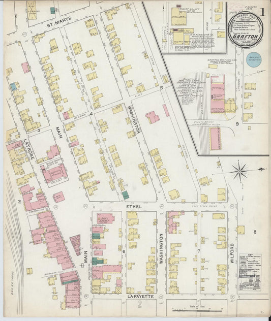 Sanborn Fire Insurance Map from Grafton, Taylor County, West Virginia (1892), Sheet #0001 - Complete Map Set gallery image, historic Sanborn map, vintage wall art, West Virginia West Virginia