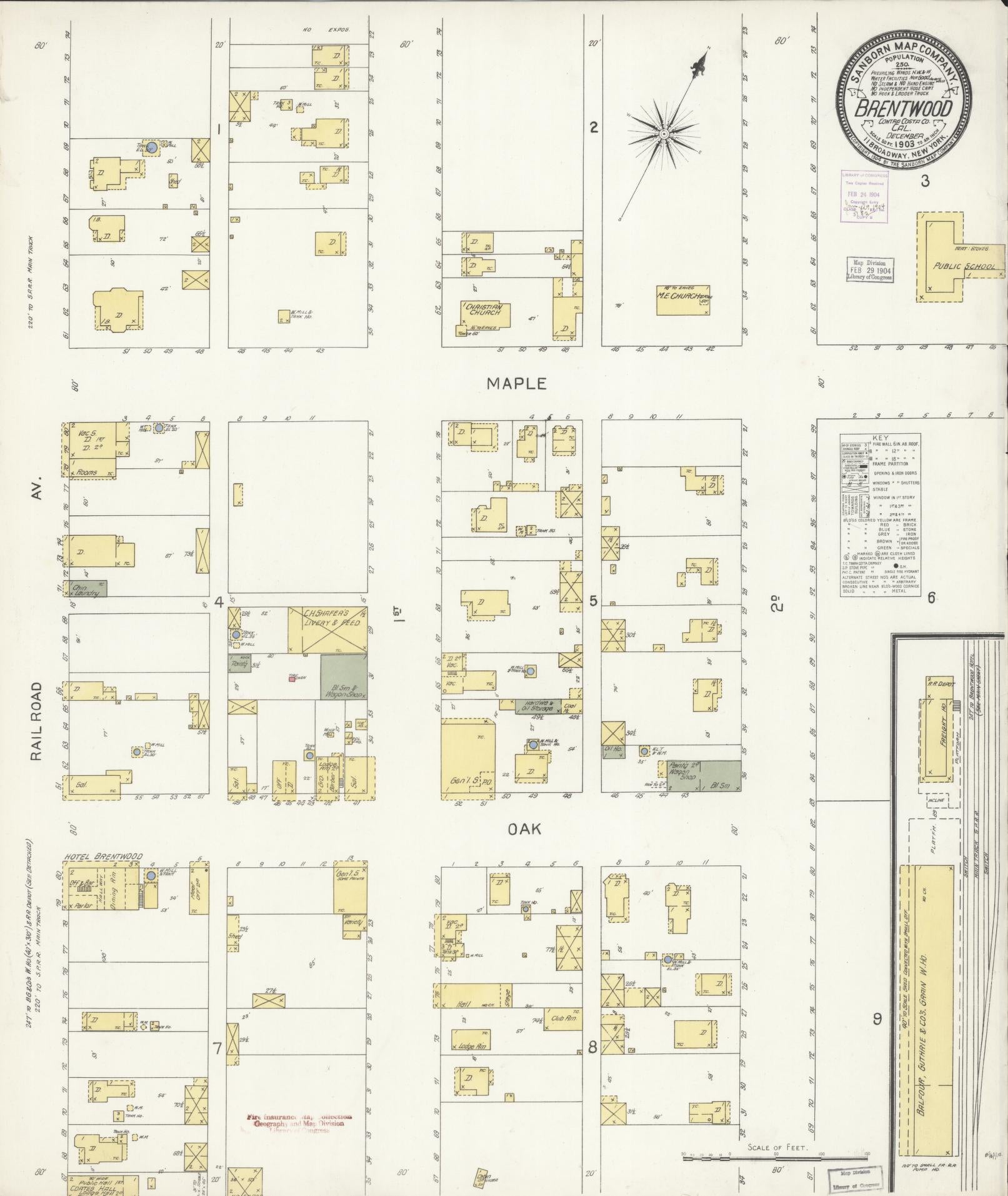 Sanborn Fire Insurance Map from Brentwood, Contra Costa County, California (1903), Sheet #0001 - Historic Sanborn Fire Insurance Map Print, vintage old map wall art, antique decor, genealogy gift, California California map