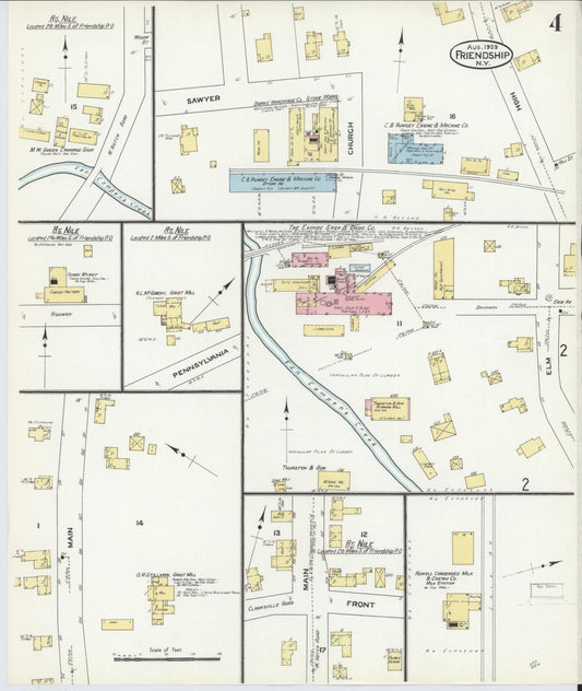 Sanborn Fire Insurance Map from Friendship, Allegany County, New York (1909), Sheet #0004 - Historic Sanborn Fire Insurance Map Print, vintage old map wall art, antique decor, genealogy gift, New York New York map