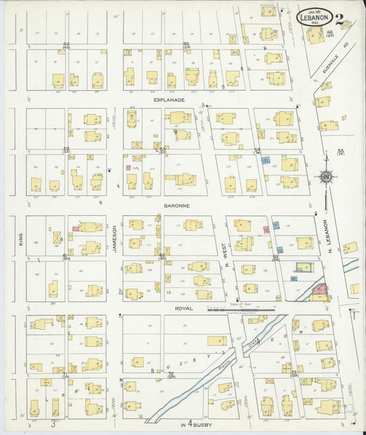 Sanborn Fire Insurance Map from Lebanon, Boone County, Indiana (1919), Sheet #0002 - Historic Sanborn Fire Insurance Map Print, vintage old map wall art, antique decor, genealogy gift, Indiana Indiana map