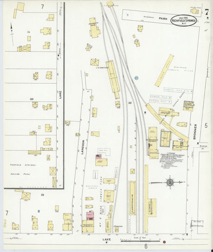 Sanborn Fire Insurance Map from Richfield Springs, Otsego County, New York (1910), Sheet #0007 - Historic Sanborn Fire Insurance Map Print, vintage old map wall art, antique decor, genealogy gift, New York New York map