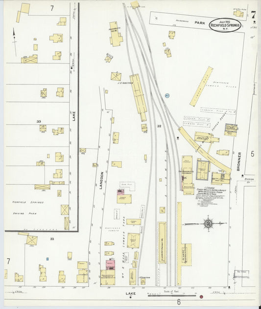 Sanborn Fire Insurance Map from Richfield Springs, Otsego County, New York (1910), Sheet #0007 - Historic Sanborn Fire Insurance Map Print, vintage old map wall art, antique decor, genealogy gift, New York New York map