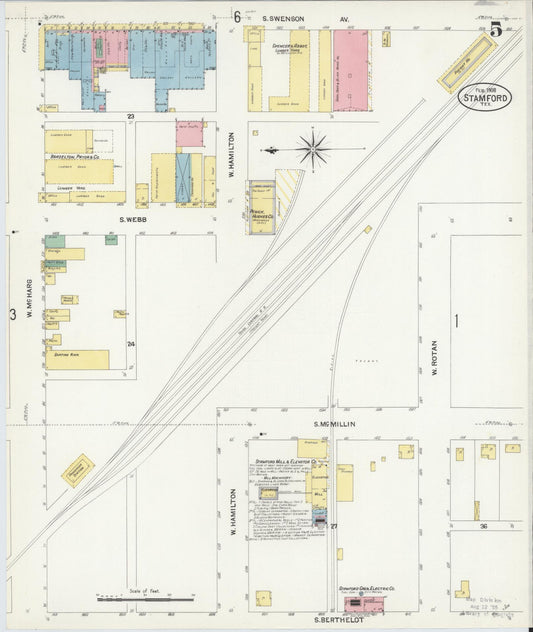 Sanborn Fire Insurance Map from Stamford, Jones County, Texas (1908), Sheet #0005 - Historic Sanborn Fire Insurance Map Print, vintage old map wall art, antique decor, genealogy gift, Texas Texas map