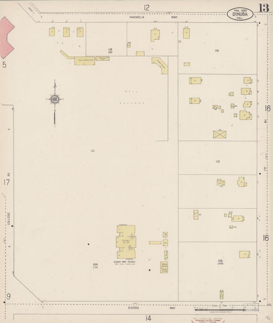 Sanborn Fire Insurance Map from Dinuba, Tulare County, California (1920), Sheet #0013 - Historic Sanborn Fire Insurance Map Print, vintage old map wall art, antique decor, genealogy gift, California California map