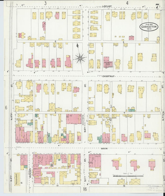 Sanborn Fire Insurance Map from Coshocton, Coshocton County, Ohio (1905), Sheet #0007 - Historic Sanborn Fire Insurance Map Print, vintage old map wall art, antique decor, genealogy gift, Ohio Ohio map